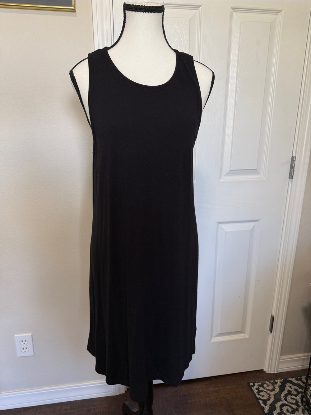 Old Navy Black knit midi shift dress Sz Large